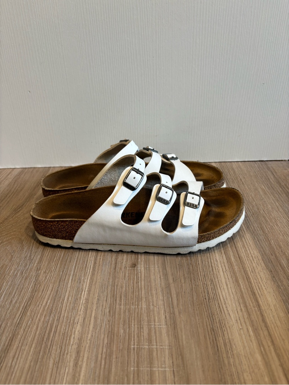 Birkenstock Florida Shoes Womens Size 8 39 White Triple Strap Sandals Comfort